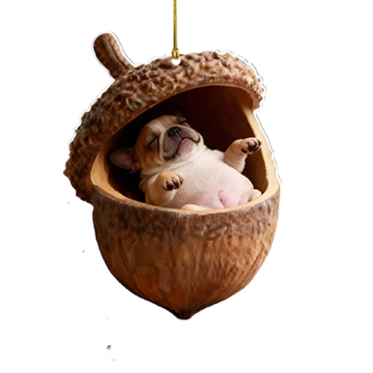 Animal Christmas Ornament,2D Flat Acrylic Forest Animal Decoration, Forest Animal Oak Seed Ornaments, Forest Animal Acorn Ornaments, Acrylic Hanging Woodland Pendant For Xmas Tree Decorations