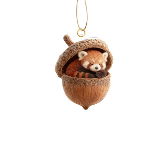Animal Christmas Ornament,2D Flat Acrylic Forest Animal Decoration, Forest Animal Oak Seed Ornaments, Forest Animal Acorn Ornaments, Acrylic Hanging Woodland Pendant For Xmas Tree Decorations