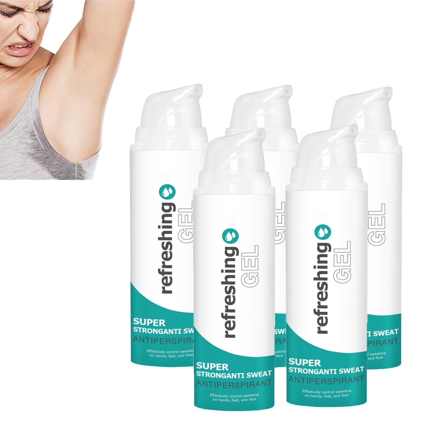 Antiperspirant Gel for Sweaty Hands Antiperspirant Gel 50 ml ,Sweat Feet and Sweating on the Face, Antiperspirant Strong Sweating, Against Underarm Odour, Against Strong Sweating,Anti-Sweat Spray,5Pcs