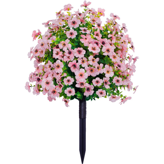 Artificial Flowers with Ground Spikes,2025 Garden Stake Faux Greenery Shrubs Garden Accessories for Farmhouse Outdoor Outside Garden Porch Patio Wedding Party Decoration Artificial Flowers