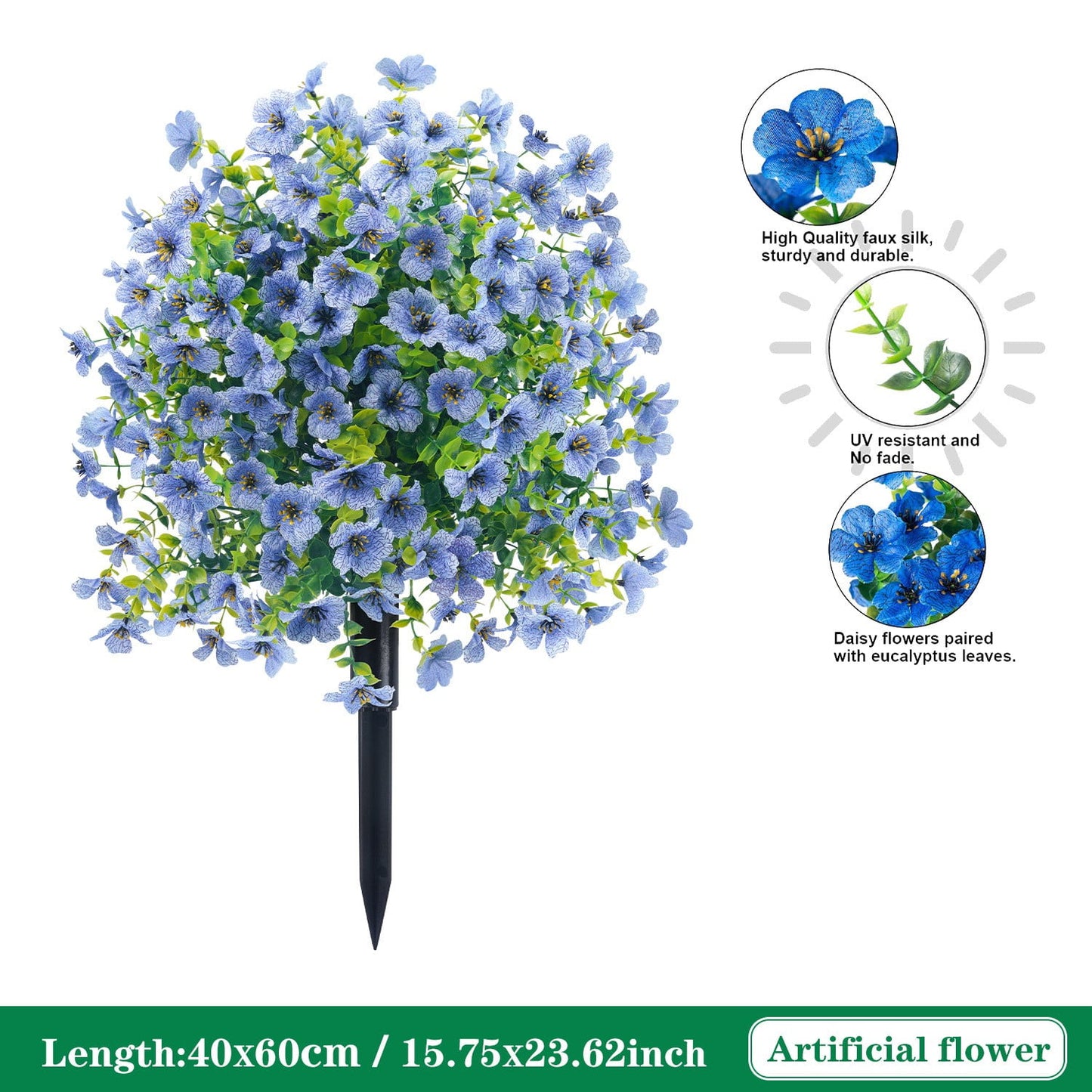 Artificial Flowers with Ground Spikes,2025 Garden Stake Faux Greenery Shrubs Garden Accessories for Farmhouse Outdoor Outside Garden Porch Patio Wedding Party Decoration Artificial Flowers