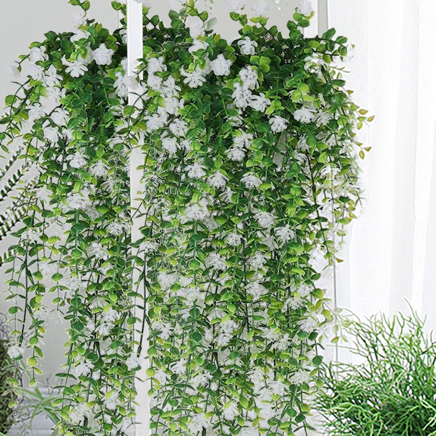 Artificial Vine Silk Flowers,Artificial Artificial Hanging Flowers Artificial Flower Vines Chlorophytum Plastic Artificial Flowers Outdoor Flowers