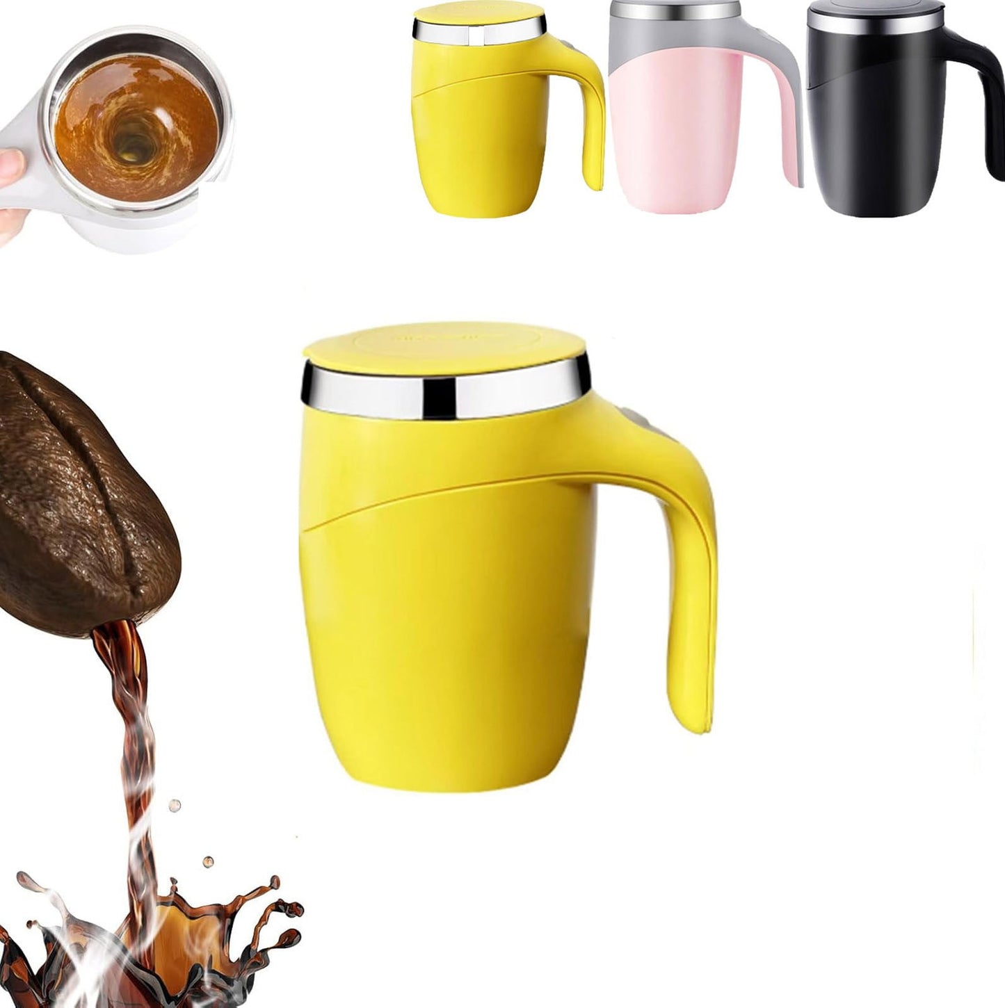 Automatic Magnetic Stirring Coffee Mug, Electric Mixing Cup,Self Stirring Coffee Mug With Lid,Rotating Home Office Travel Mixing Cup,Electric Stainless Steel Self Mixing Coffee Tumbler(Rechargeable)