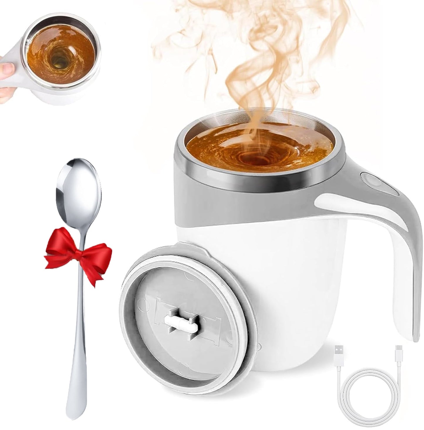 Automatic Magnetic Stirring Coffee Mug, Electric Mixing Cup,Self Stirring Coffee Mug With Lid,Rotating Home Office Travel Mixing Cup£¬Funny Electric Stainless Steel Self Mixing Coffee Tumbler