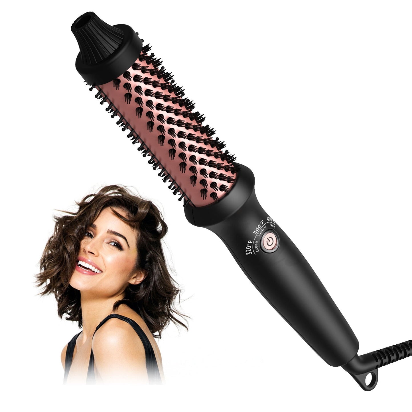 Banzch 1.25 Inch Curling Iron Brush DoublePTC Volumizing Brush Heated Round Brush Ceramic Tourmalines Ionic Curling Comb,Mothers Day Gifts