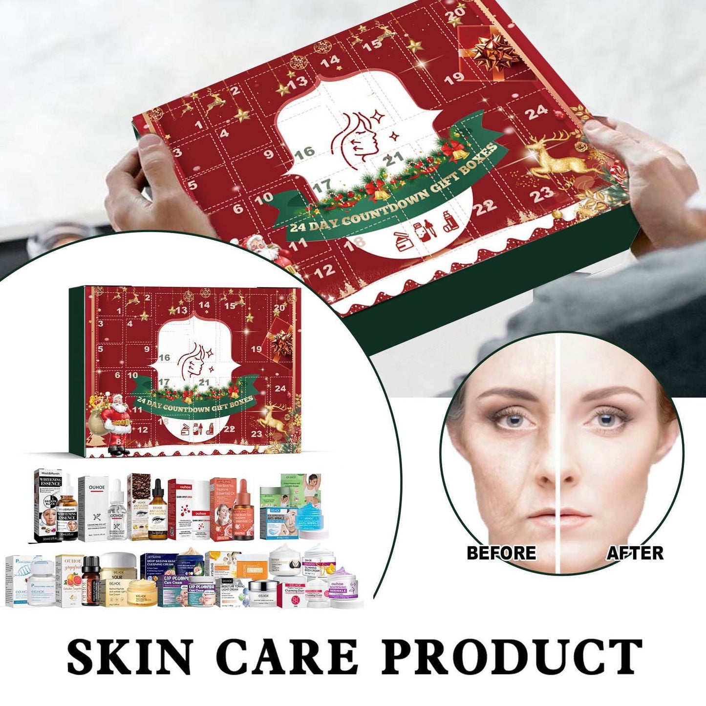 Banzch Advent Calendar 2024 Beauty And Cosmetics Advent Calendar, Suitable For Women And Girls 400Ml,Mothers Day Gifts