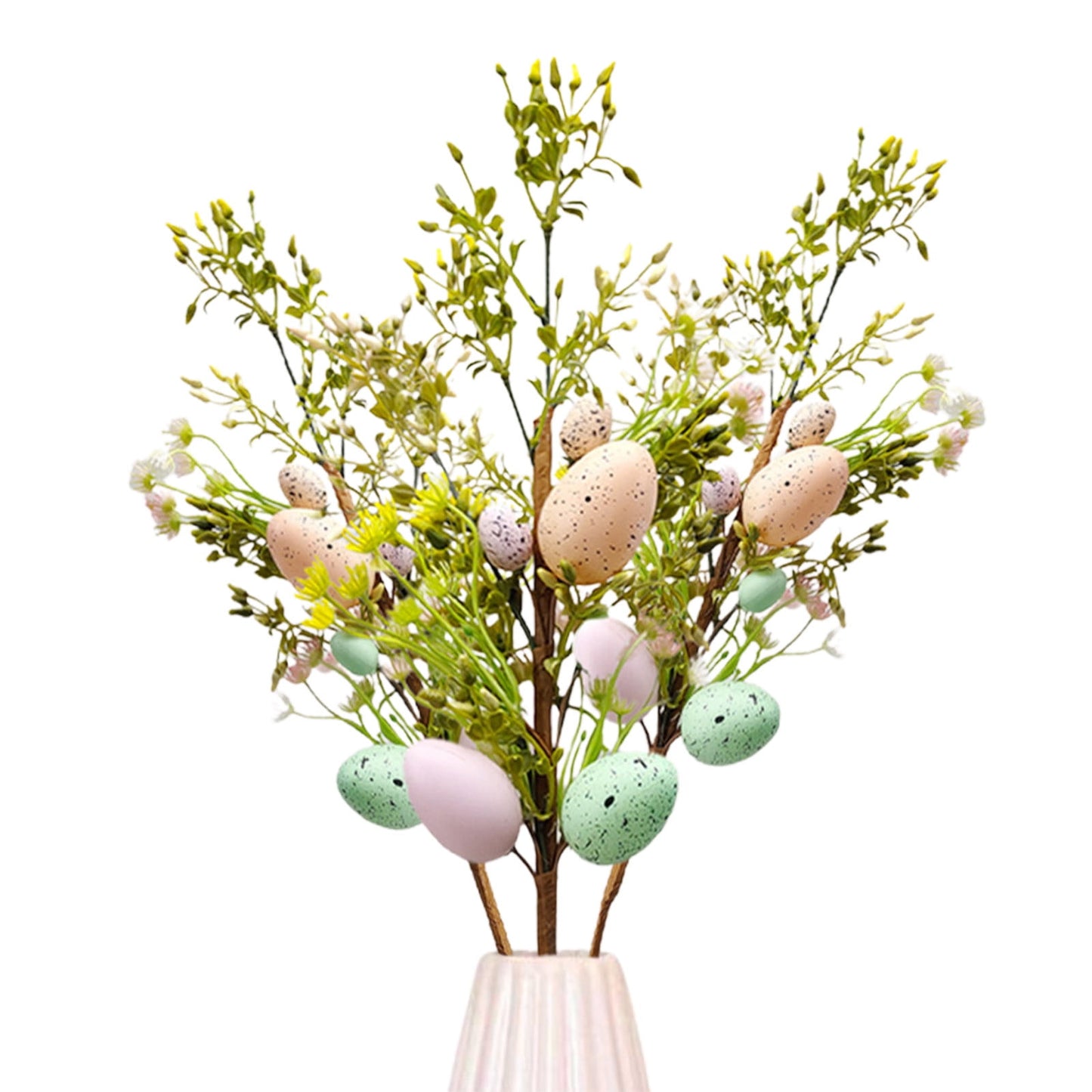 Banzch Artificial Flowers, Artificial Easter Flowers Easter Sprays With Easter Eggs And Berries Spring Floral Stems Twig Branches For Easter Arrangement Centerpiece