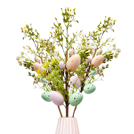 Banzch Artificial Flowers, Artificial Easter Flowers Easter Sprays With Easter Eggs And Berries Spring Floral Stems Twig Branches For Easter Arrangement Centerpiece