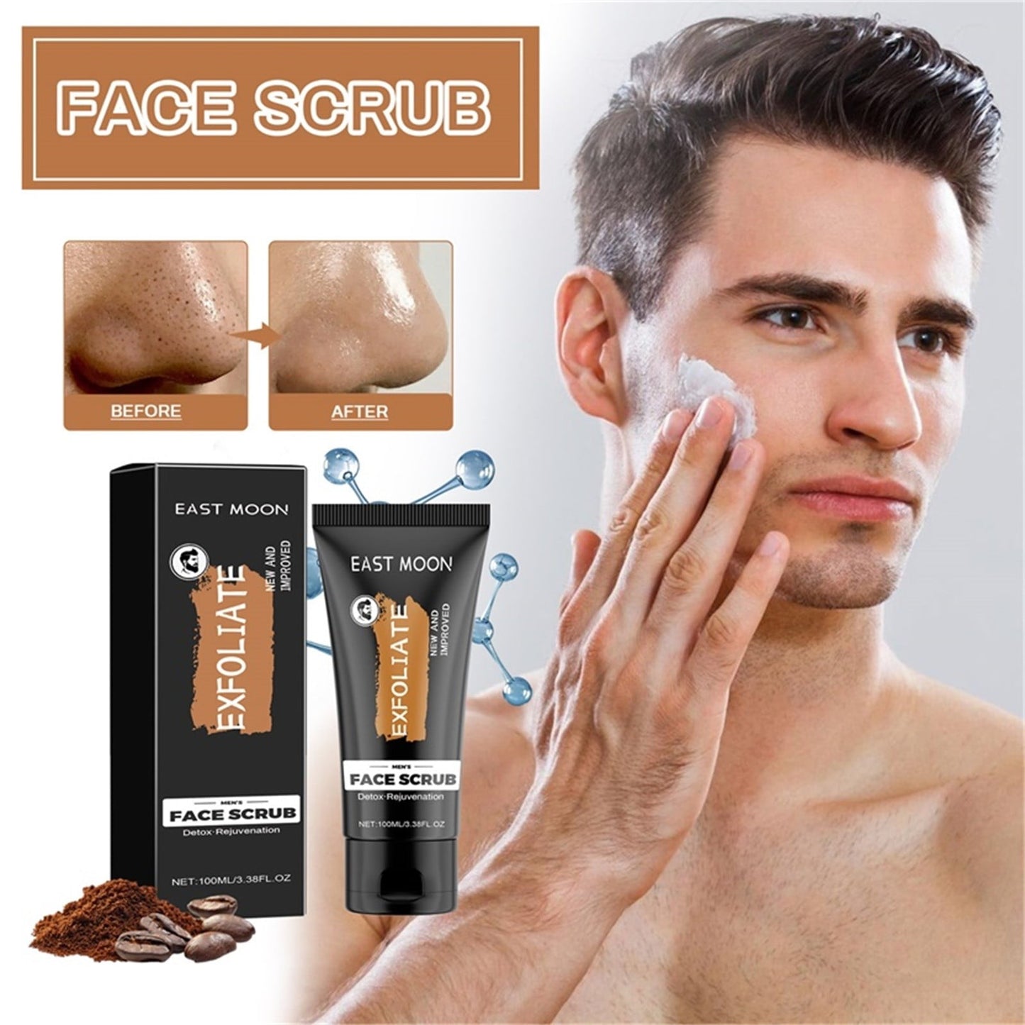 Banzch Face Scrub For Men 100 Gm Coffee Scrub For Blackhead Tan Dead Cell Removal Natural Rejuvenates Skin Tan Removal Scrub Exfoliating Scrub For Men,Mothers Day Gifts