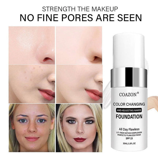 Banzch Foundation Color Changing For Aging Skin,Liquid Makeup Base Nude Face Cover Concealer Cream, Warm Skin Tone Moisturizing Cover For Women Girls30ml,Mothers Day Gifts