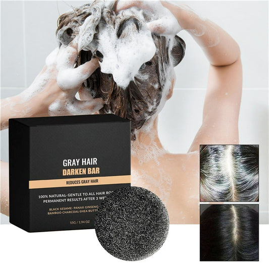 Banzch Gray Hair Reverse Bar Soap, Black Shampoo Bar for Men, Beard & Hair Darkening Soap, Scalp Deep Clean & Nourishing Shampoo, Natural Darkening Coverage for Gray Hair