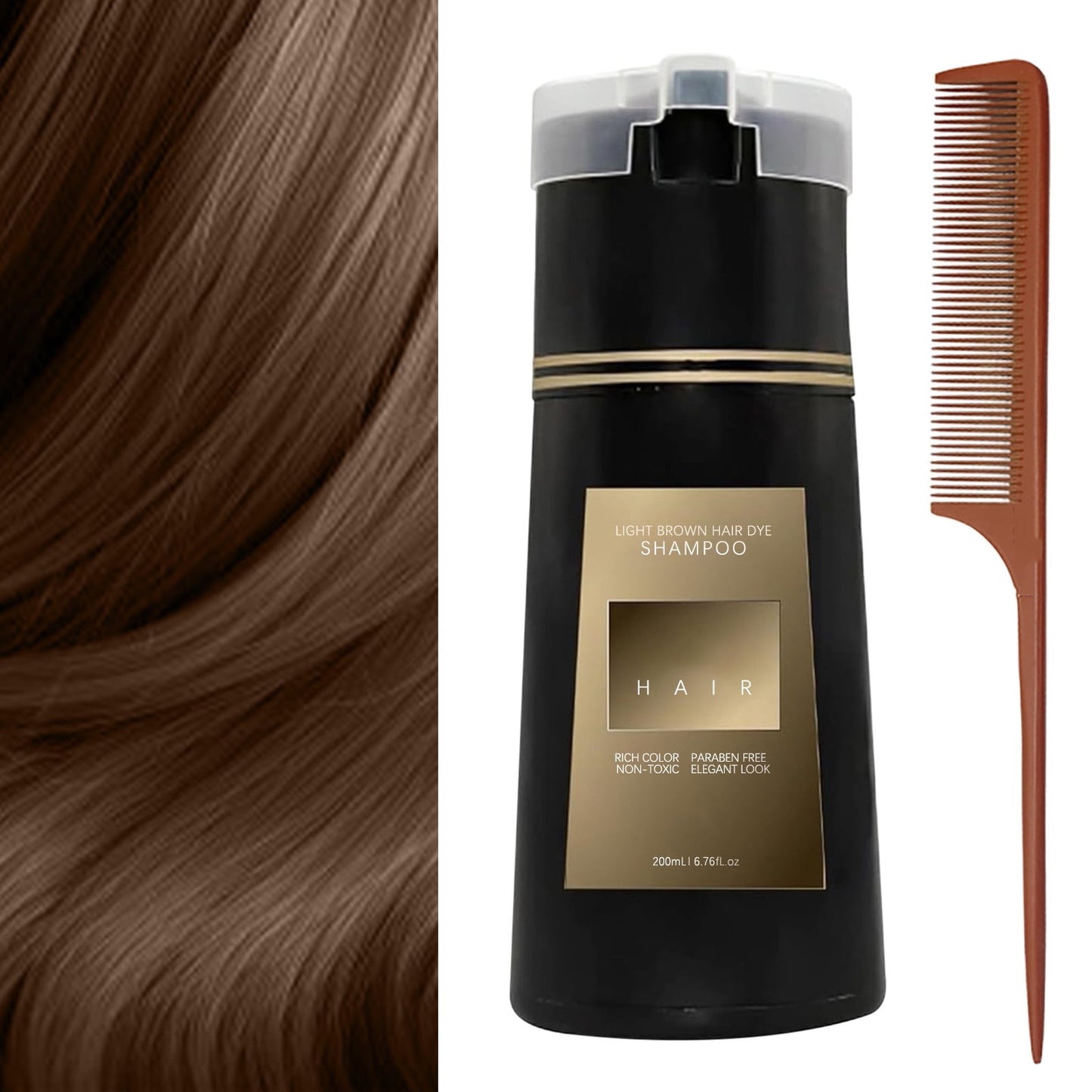 Banzch Hair Dye Shampoo,Hair Instant Dye Shampoo Black Hair Dye Shampoo,Natural Plant Hair Dye Shampoo,Hair Color for Gray Hair Coverage,Long Lasting Hair Color Shampoo for Men & Women£¬Gold+Comb