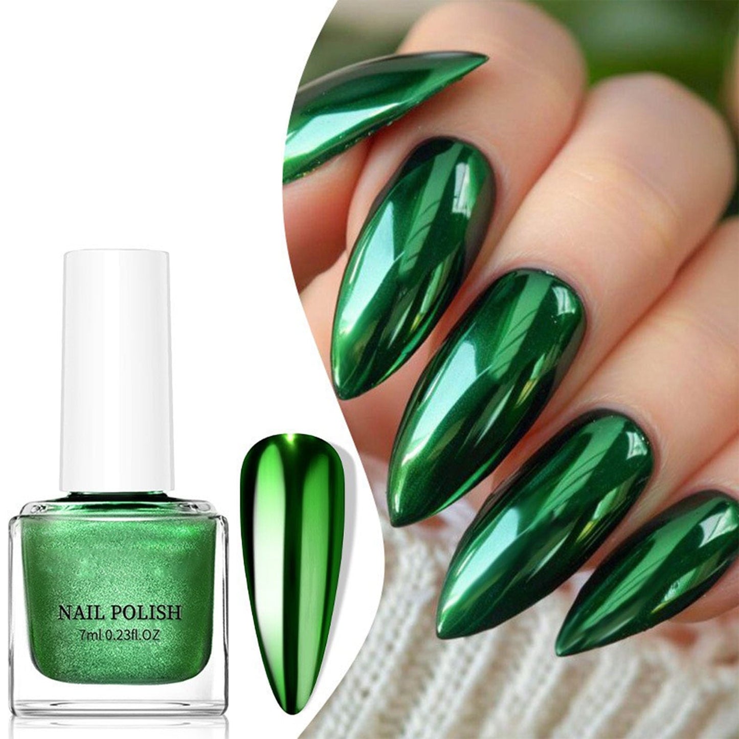Banzch Nail Polish,Metal Nail Polish Metal Mirror Quickly Dry Nail Polish No-Bake Nail Polish 7ml