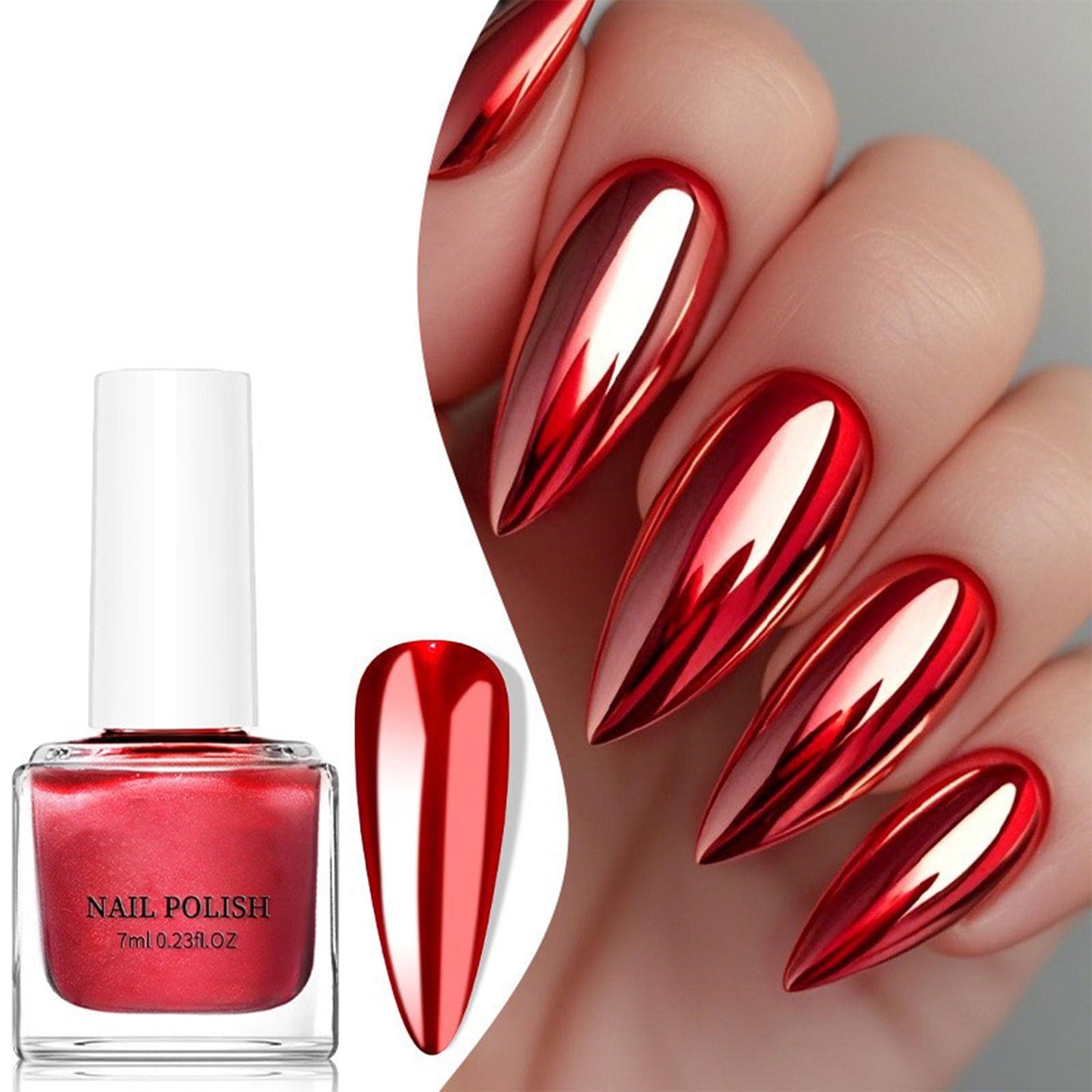 Banzch Nail Polish,Metal Nail Polish Metal Mirror Quickly Dry Nail Polish No-Bake Nail Polish 7ml