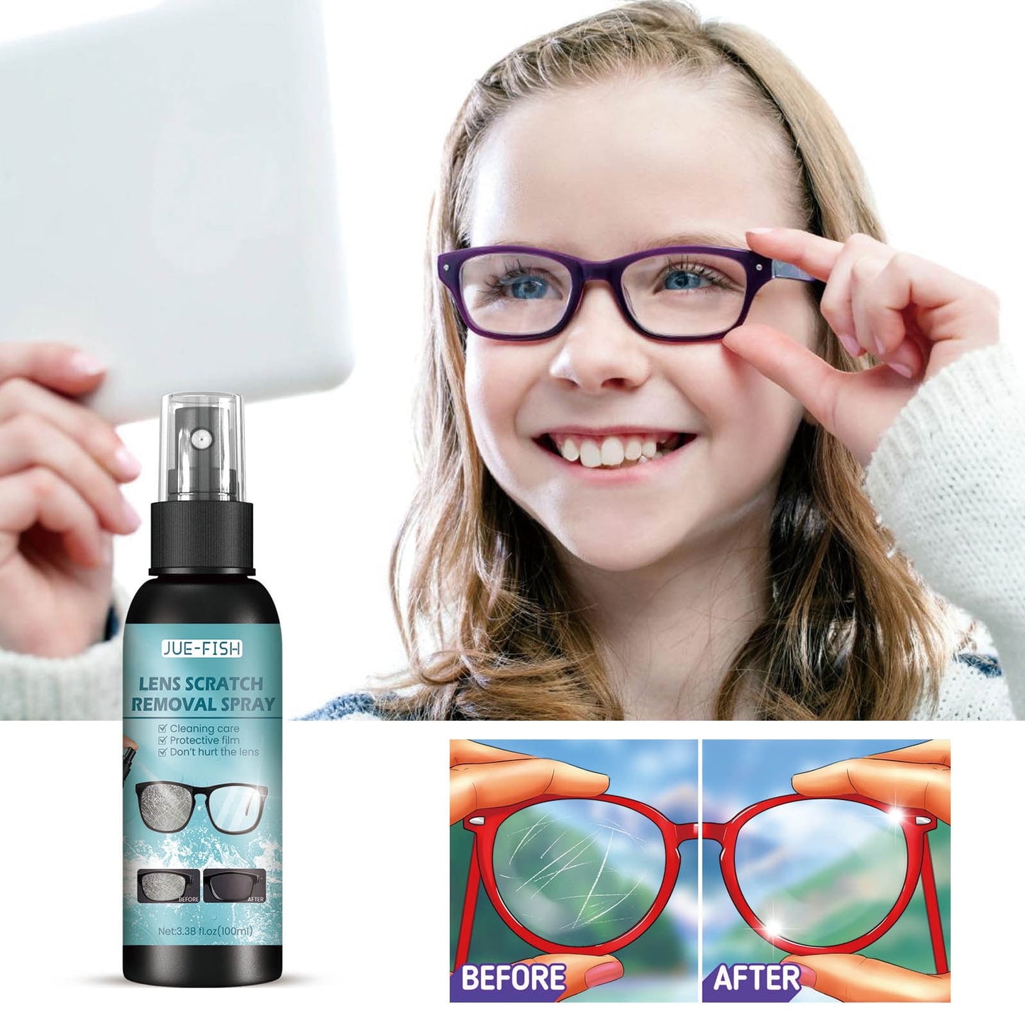 Banzch New Lens Scratch Remover,Eye Glass Cleaner For Glasses And Sunglasses Scratch And Lens Cleaner Spray