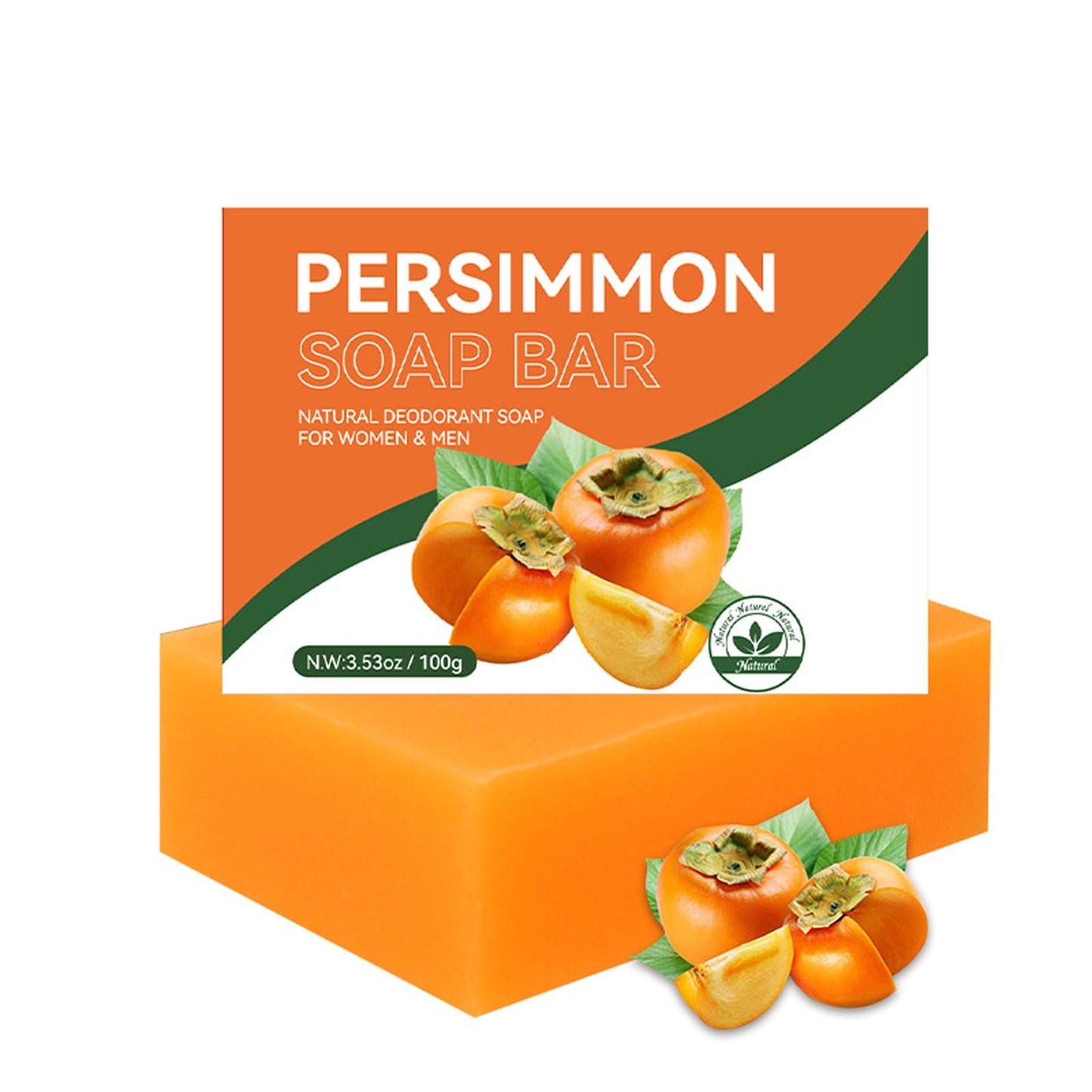 Banzch Persimmon Soap, Handmade Natural Body Deodorizing Moisturizing Bath Soap 100g