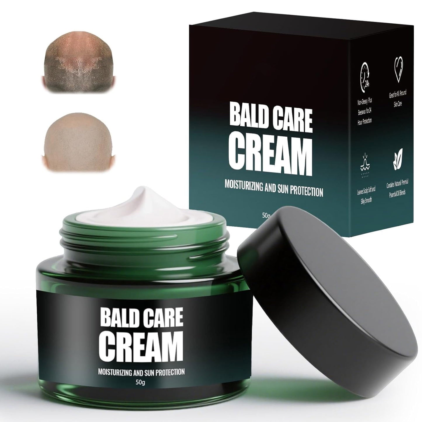 Banzch Scalp Care Moisturizing Cream, 50g Balding Cream for Nourishing Shaving Care, Matte Finish Daily Moisturizer for Bald Men¡¯s Head
