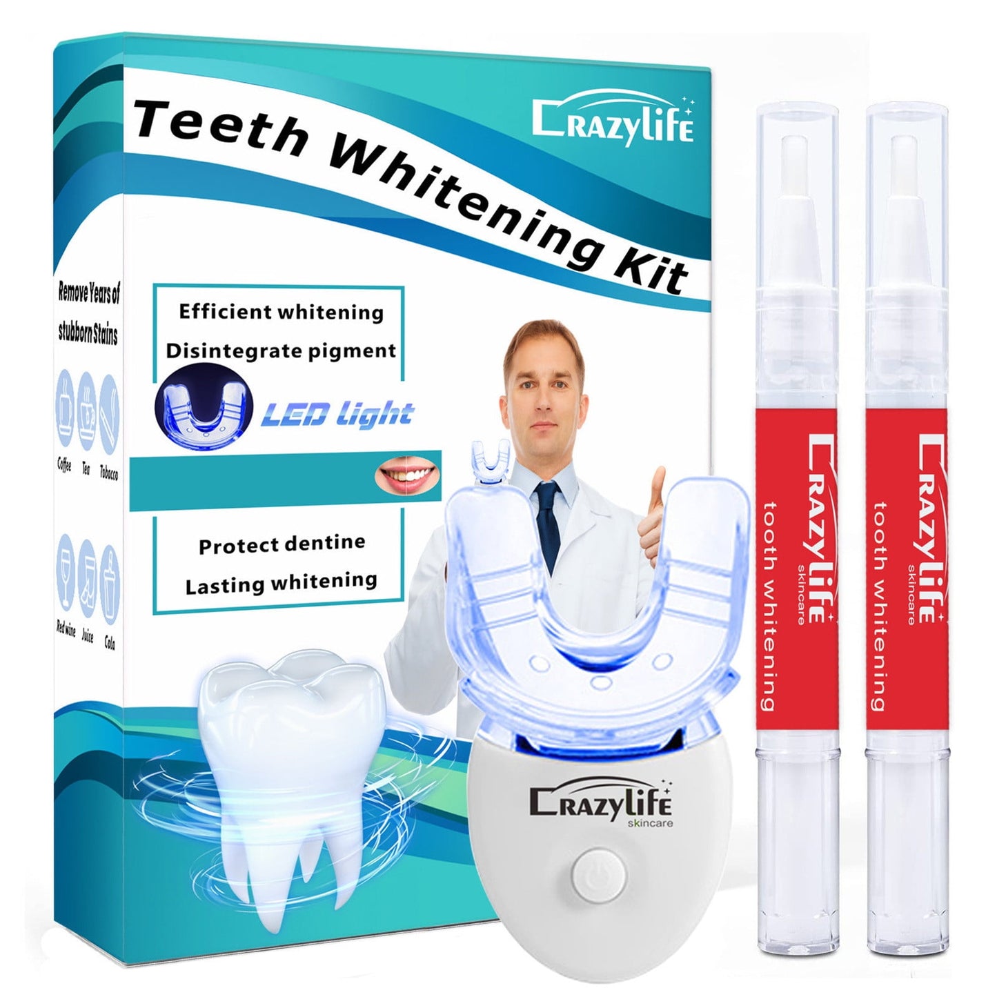 Banzch Teeth Whitening Kit With LED Light -Teeth Whitening Pen With Powerful Blue-Red Rechargeable LED Light, Effective For Sensitive Teeth, Comfortable And Accele5ml,Mothers Day Gifts