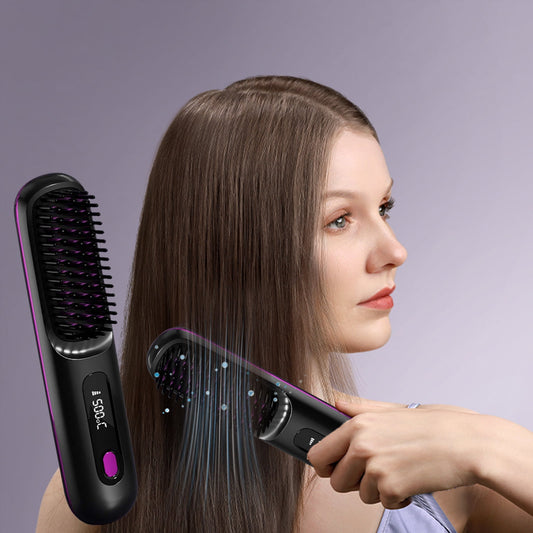 Banzch Wireless Hair Straightener Brush Upgraded Portable Hair Straightener Brush For Women With Travel Size 2 In 1 Wireless Hair Straight Comb USB Rechargeable,Mothers Day Gifts