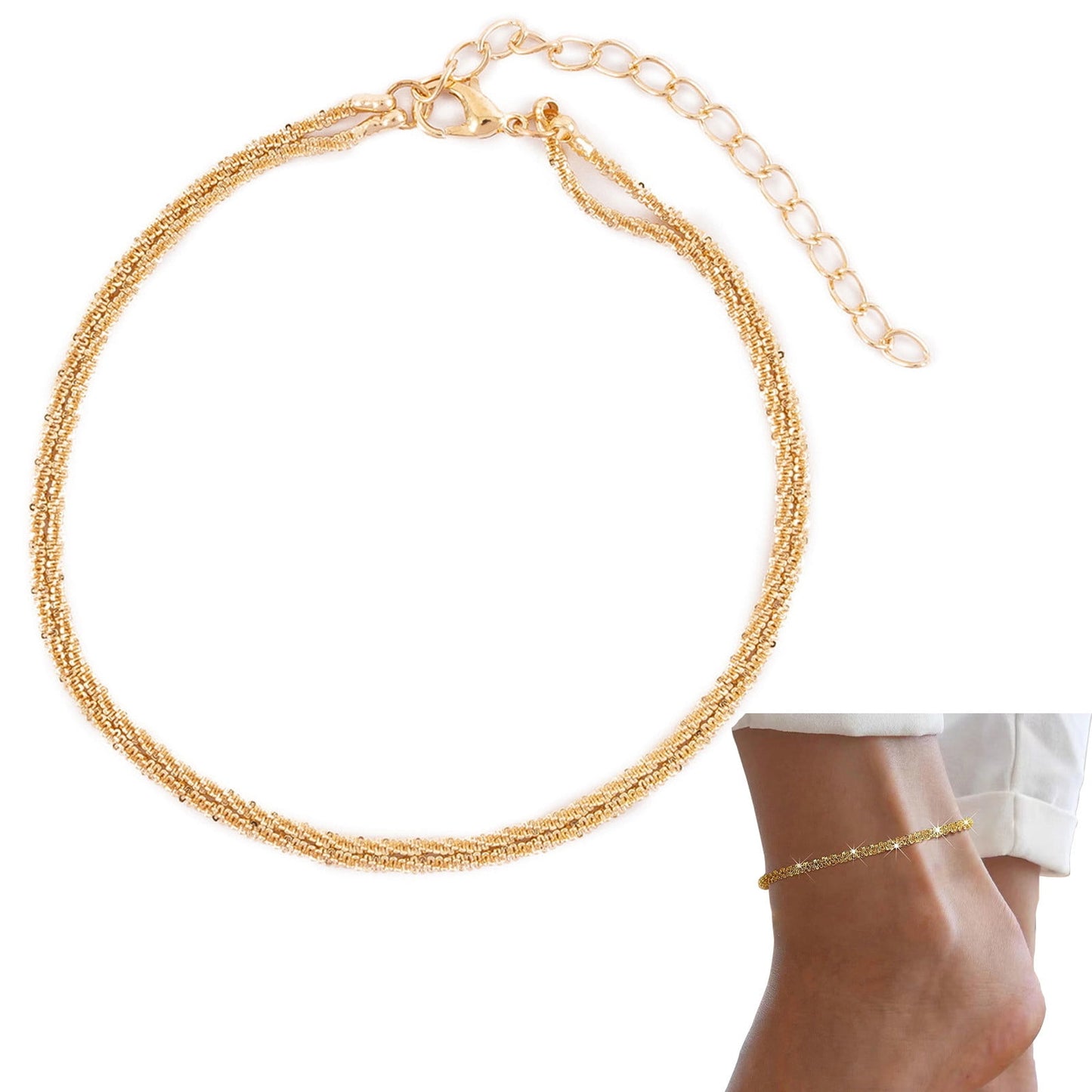 Banzch Women's Magnetotherapy Anklet Body Healthly Care Magnetotherapy Twisted Anklet Suitable For Everyone,Christmas Gifts,Gold