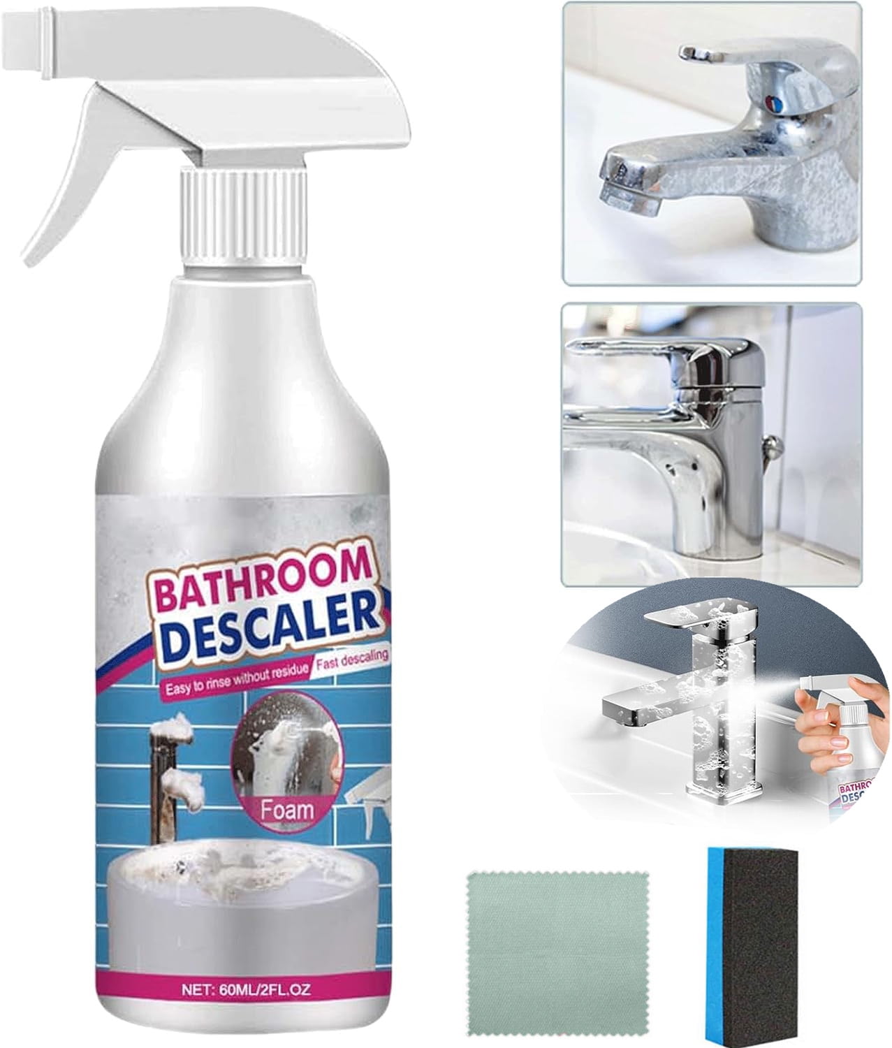 Bathroom Descaler Cleaner,2024 Powerful Stubborn Stains Cleaner All-Purpose Bathroom Descaler Foam Spray For Bathroom Toilet Bath Shower Glass Cleaner,Bathroom Descaler,1pcs£¨Towel £©