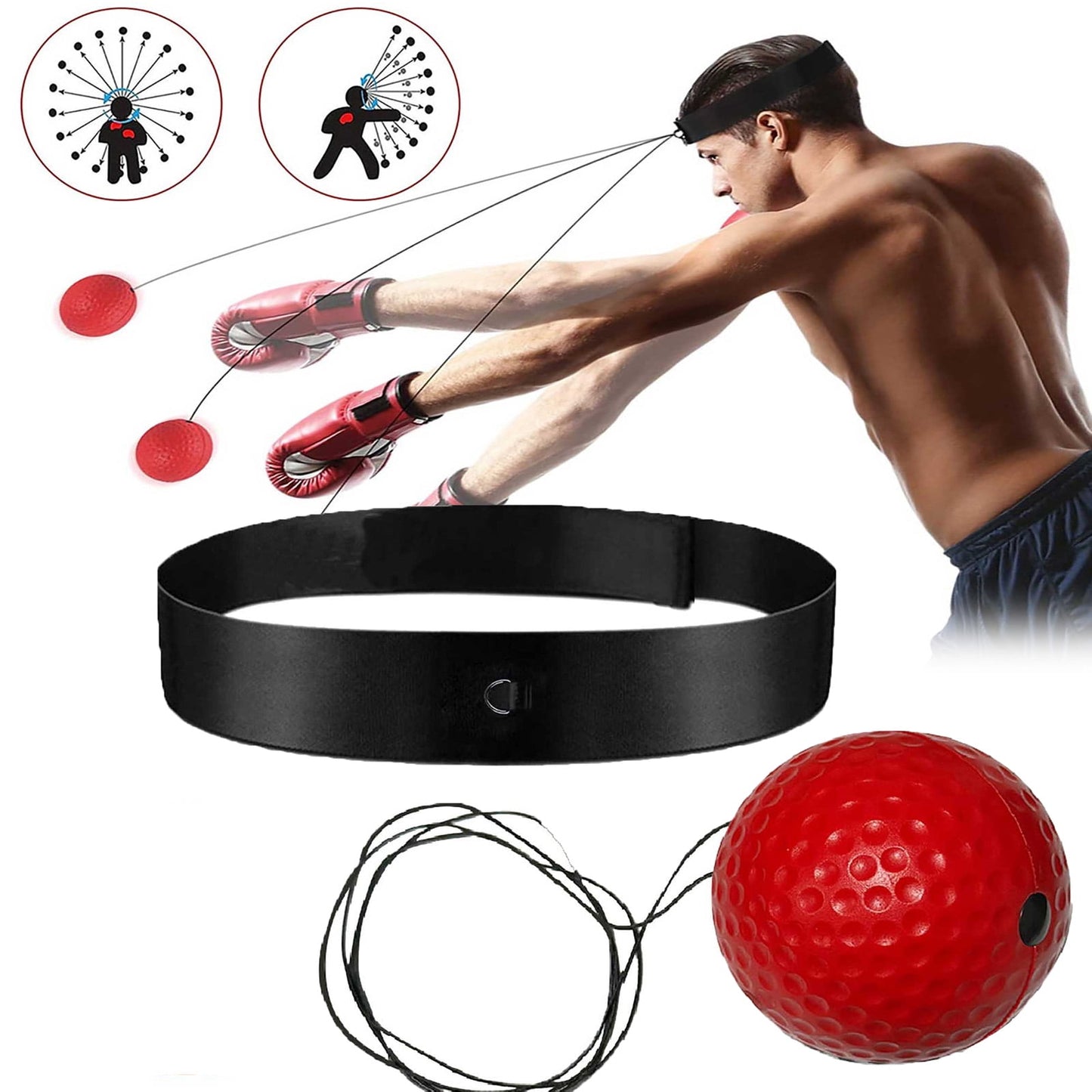 Boxing Reflex Ball,Boxing Training Ball Boxing Reflex Ball games Boxing BallAdjustable Elastic Head Band,Improve Reaction Speed and Hand Eye Coordination Training Boxing Equipment for Training at Home