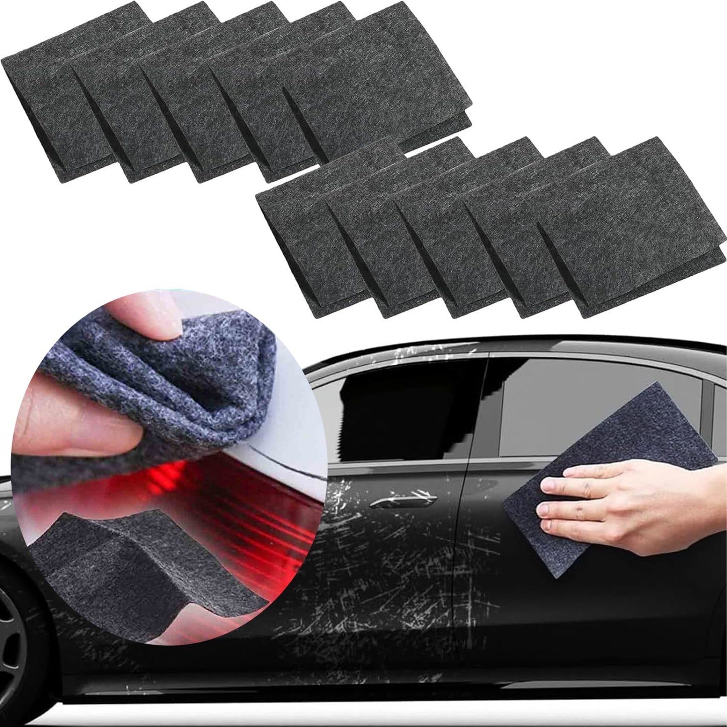 Breathe Green Nano Sparkle Cloth, Nano Removal Car Paint Scratch Repair Cloth, Nano Sparkle Cloth, Removes Scratches, Bird Droppings Stains for Vehicles Car Paint Deep Scratches Repair(4 * 4/10PCS)