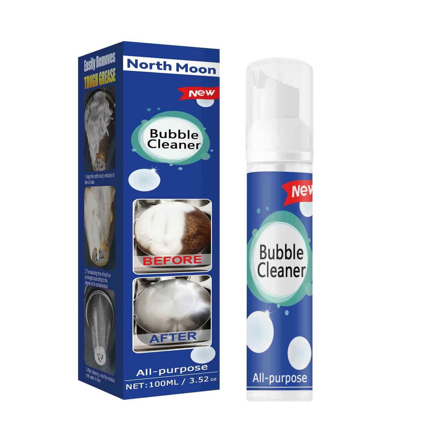 Bubble Cleaner Foam Spray,CELNNCOE Bubble Cleaner Foam, All-Purpose Rinse-Free Cleaning Spray, Bubble Cleaner, Kitchen Cleaner Spray, Powerful Stain Removal Kit,1OOML