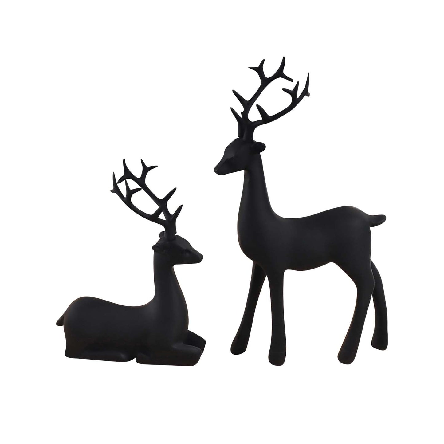 Buodes Clearance Ornaments 2pcs Resin Reindeer Sculpture, Deer Statue, Reindeer Ornament For Home Office Desk Decor, Black 8PC