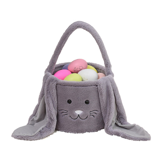 Buodes Easter Eggs Happy Easter Plush Bunny Long Ears Bags Easter Basket Rabbit Buckets Easter Tote Bags Children Gift Storage Handbag