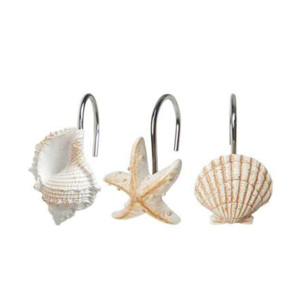 Buodes Summer Saving Clearance 12Pcs Bathroom Decorative Seashell Shower Curtain Hooks Window Hangings