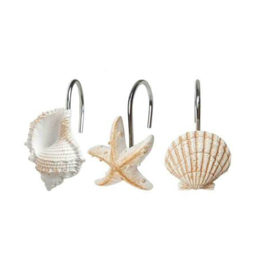 Buodes Summer Saving Clearance 12Pcs Bathroom Decorative Seashell Shower Curtain Hooks Window Hangings