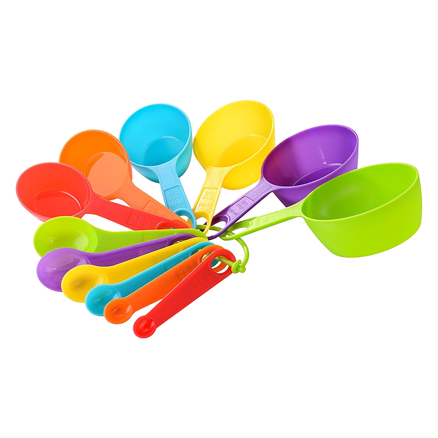 Buodes Summer Savings Clearance 12Pcs Colorful Measuring Cup And Spoon Set Stackable Measuring Cup Nested Plastic Measuring Cup, Kitchen Measuring Cup Set For Baking And Cooking