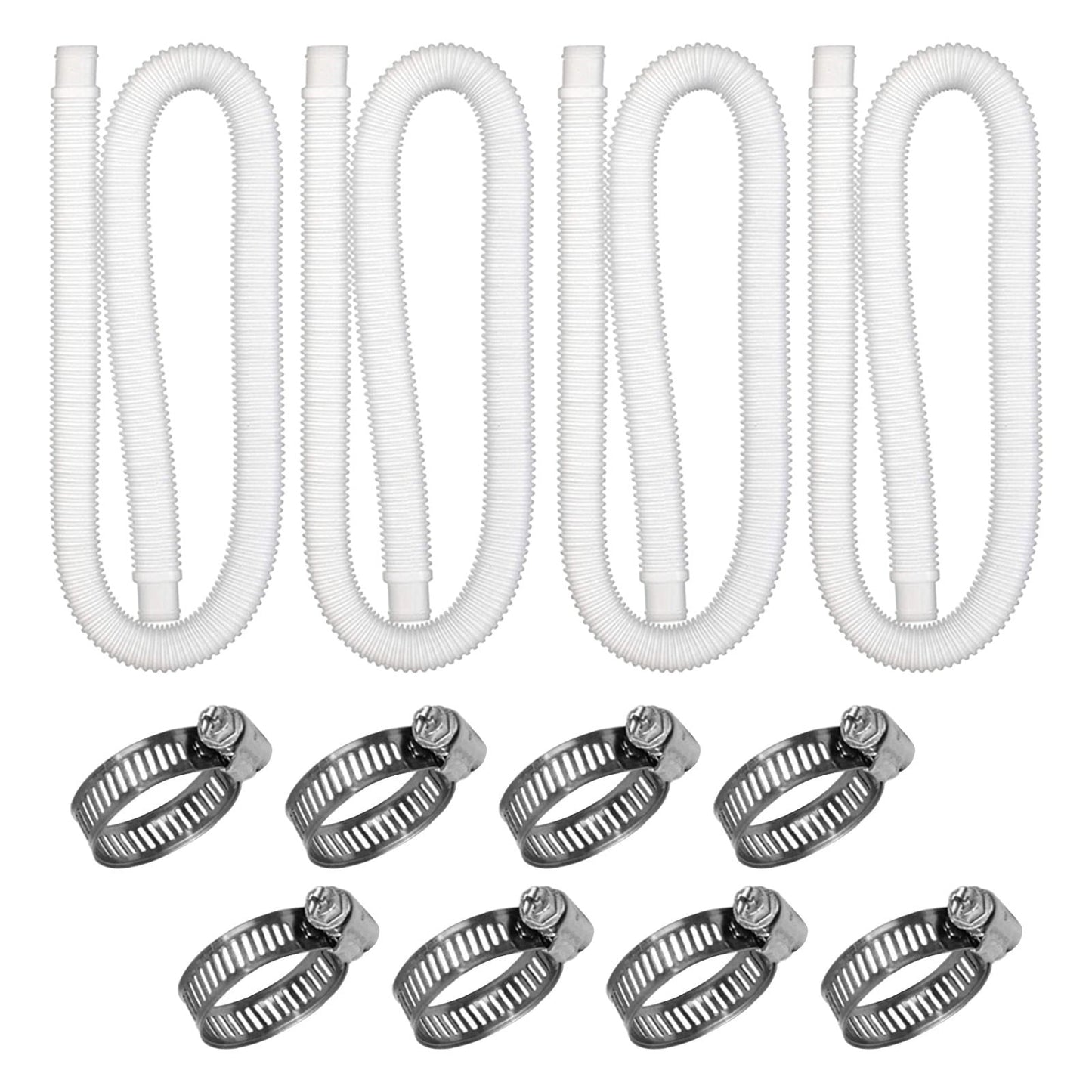 Buodes Summer Savings Clearance Spring Newness 4-Piece Set 1.25-Inch Pool Hose 59-Inch Long Accessory Pool Pump Replacement Hose Above Ground Pool Filter Pump Using 1 1/4 Diameter Hose