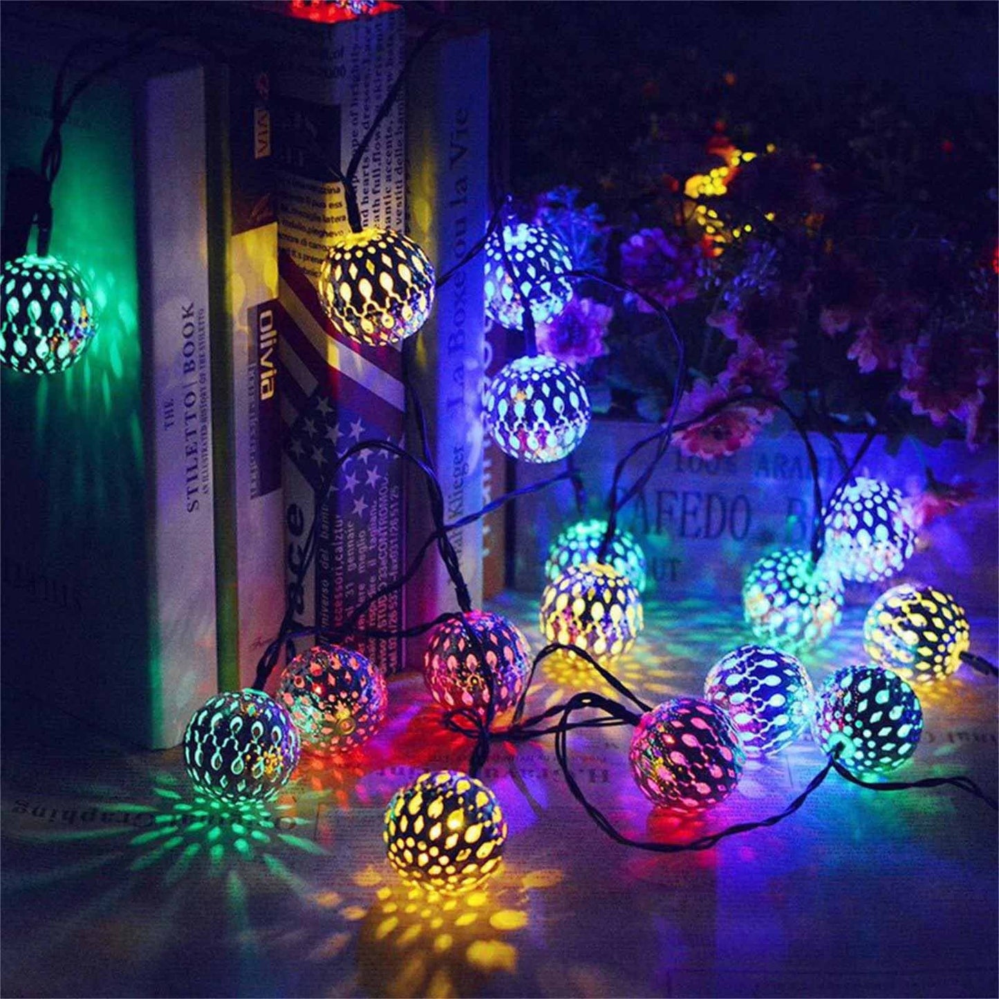 Buodes Summer Savings Clearance Spring Newness Christmas Led Moroccan Hollow Metal Ball Led String Lights Battery Powered For Wedding Holiday Home Party Decoration