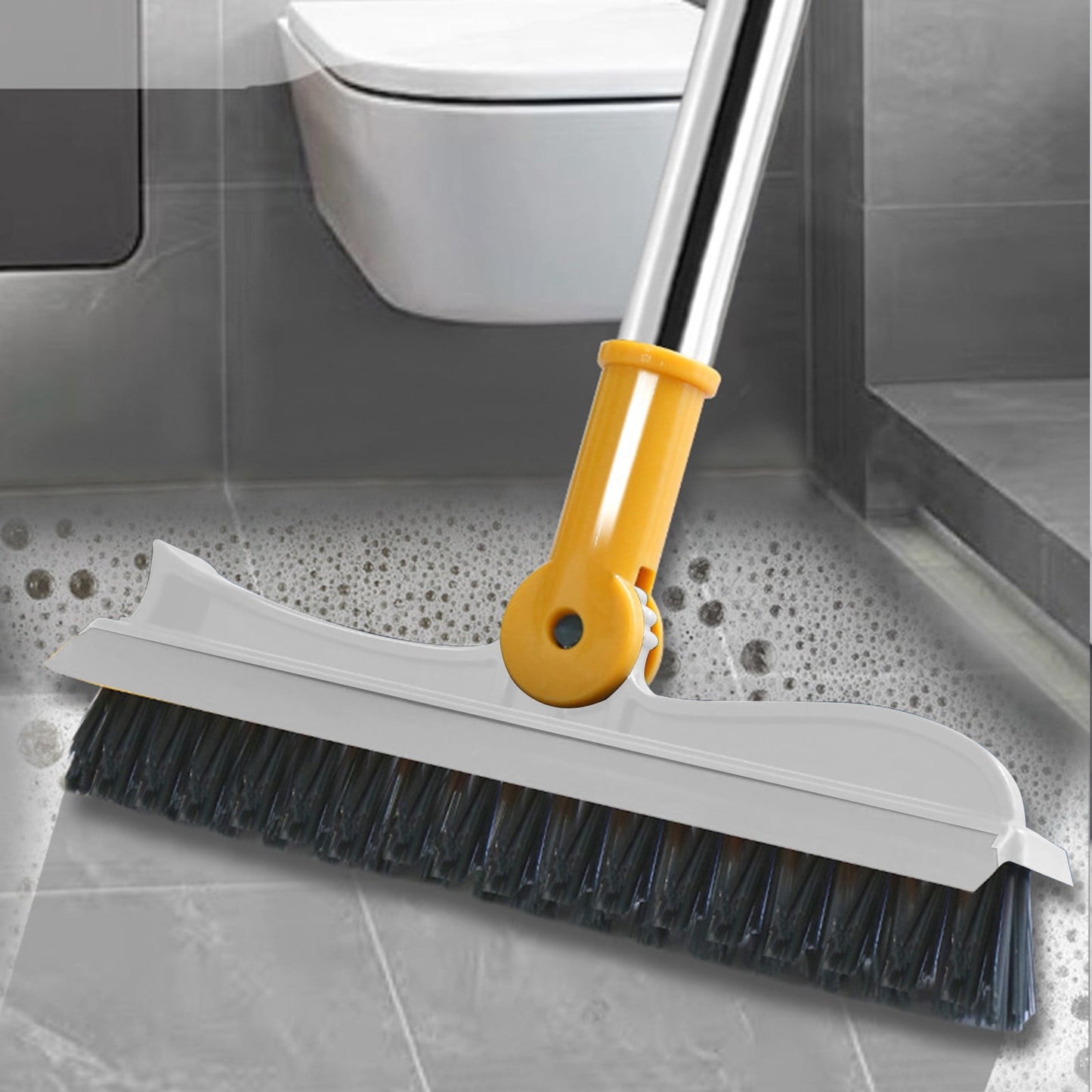 CELNNCOE 2 In 1 Scalable Cleaning Floor Scrub Brush Floor Brush With Handle Grout Brush Scrape V-Shape Stiff Bristle Cleaning Brush With Squeegee,Home Decor