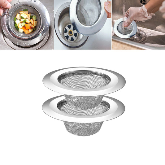 CELNNCOE 2 Pack Kitchen Sink Drain Strainer,Kitchen Sink Strainer Stainless Steel, Sink Strainers with Large Wide Rim 2.87 Diameter for Bathroom Sink, Utility, Slop, Laundry, RV and Lavatory