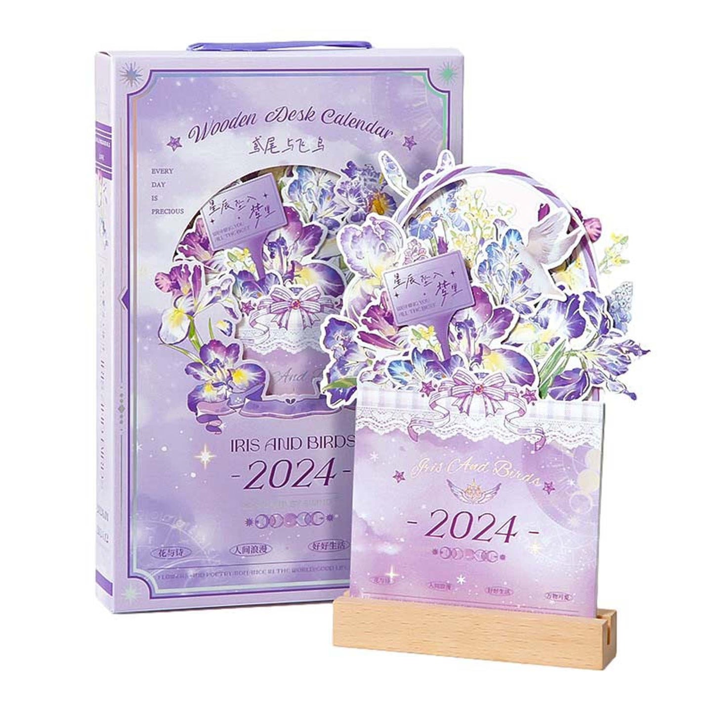 CELNNCOE 2024 Bloomy Flowers Desk Calendar, Creative Design Vase-Like Desk Calendar, 2024 Flower Desk Calendar Planner, Vase Shaped New Year Monthly Calendar Planner, Monthly Desk Planner