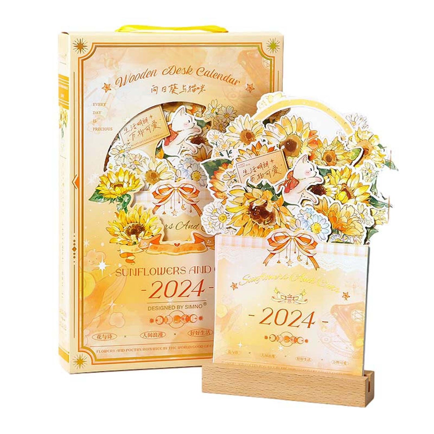 CELNNCOE 2024 Bloomy Flowers Desk Calendar, Creative Design Vase-Like Desk Calendar, 2024 Flower Desk Calendar Planner, Vase Shaped New Year Monthly Calendar Planner, Monthly Desk Planner