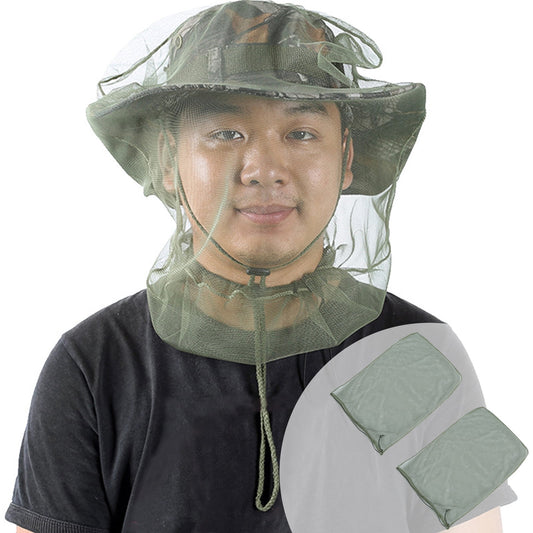 CELNNCOE 2pcs Outdoor Premium Mosquito Head Net Mesh Face Neck Fly Netting Hood From Gnats Screen Net For Any Outdoor Lover With Carry Bags Fits Most Sizes Of Hats Caps,Camping Essentials