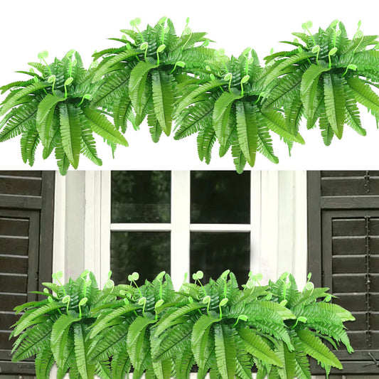 CELNNCOE 4PCS Artificial Ferns for Outdoors,35.4 Large Ferns Artificial Plants,Faux Ferns Fake Ferns Artificial Plants,Artificial Plants Outdoor,Fake Boston Fern,Home Decor