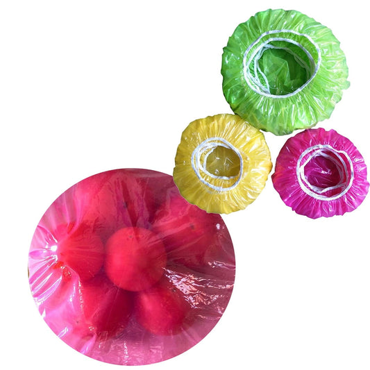 CELNNCOE 90 Reusable Elastic Plastic Food Bowl Storage Covers, Colorful Dish Plate Covers,Alternative to Foil, Plastic Wrap,BPA