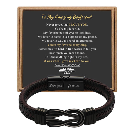 CELNNCOE Bracelets for Men,2023 New Stainless Steel Leather Bracelet Magnetic Black Stainless Steel Bracelet for Men,Valentines Day Gifts