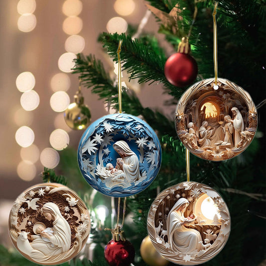CELNNCOE Christmas Decorations,Christmas Decor,4Pcs Nativity Scene Ornaments Christmas Tree Ornaments Set Birth Of Hanging Decorations Holy Religious Gifts Nativity Scene Gifts,Multicolor