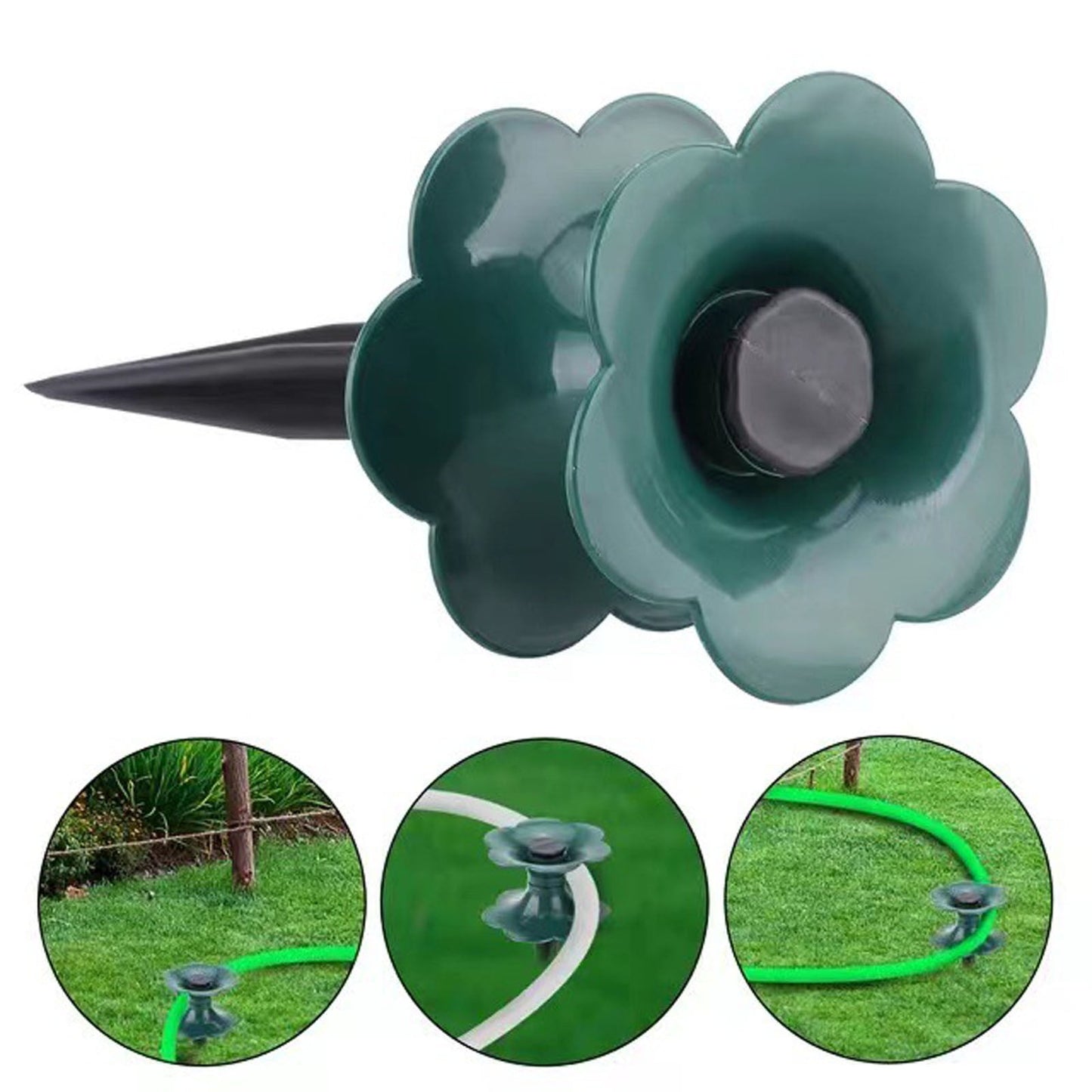 CELNNCOE Garden Hose Guide, Flower Shaped Water Hose Holder Spike Stand With Stake, Garden Plant For Outdoor Lawns Yards, Green,,Garden Decor
