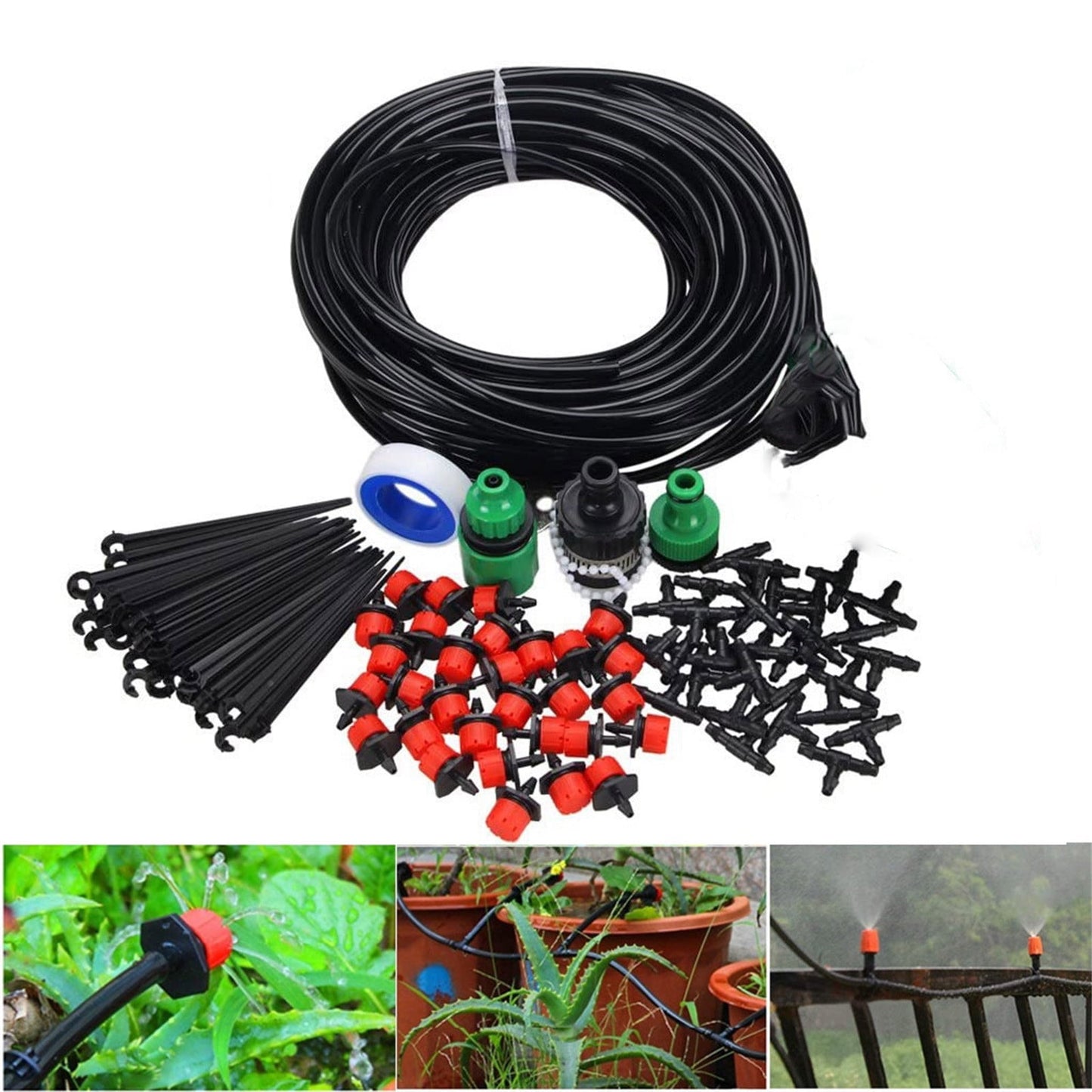 CELNNCOE Irrigation System Kit Drip Kit Garden Timer Tubing Hose Watering Drip Kits,Garden Decor