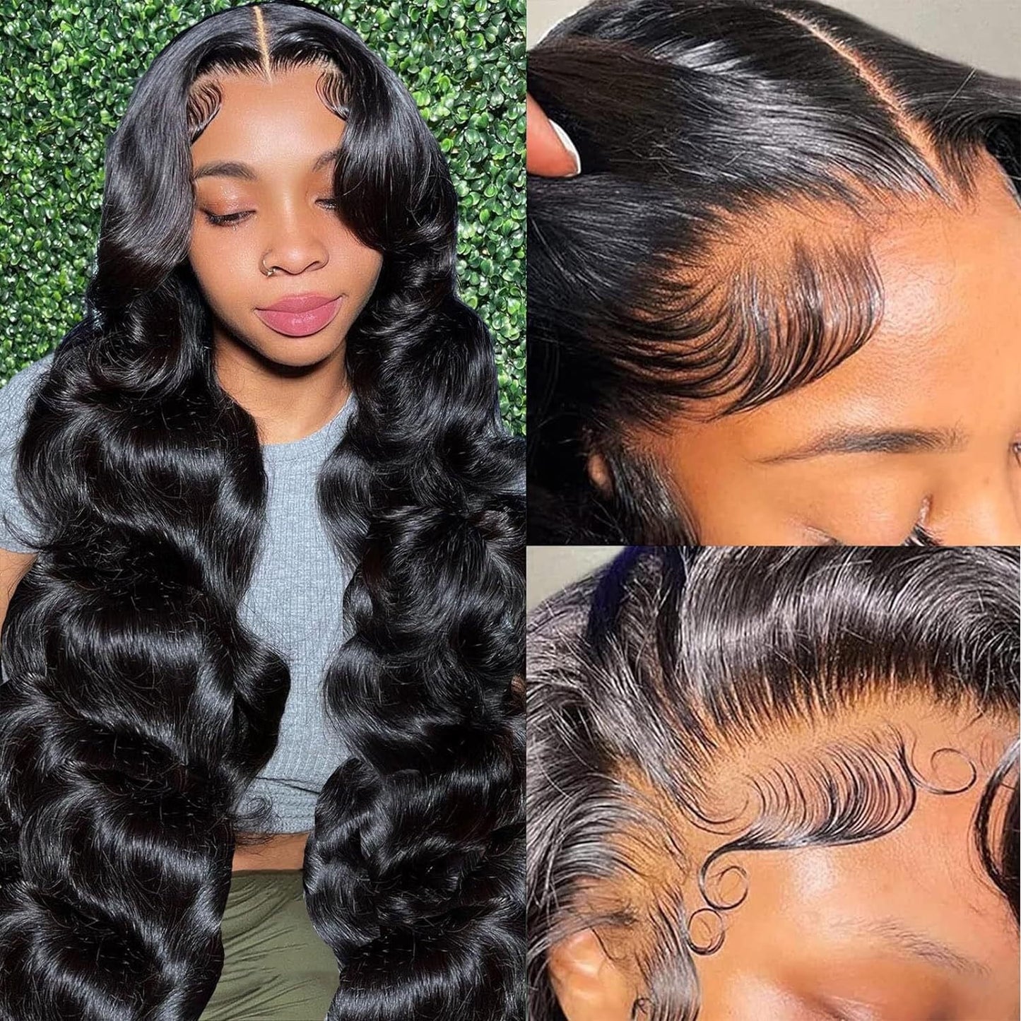 CELNNCOE Lace Front Wigs Human Hair Pre Women Black Brazilian Short Wavy Curly Parting Fiber Wig Hair Headband Wig Curly Human Hair Wigs for Women,Body Wave Wig with Baby Hair Natural Color 26 Inch