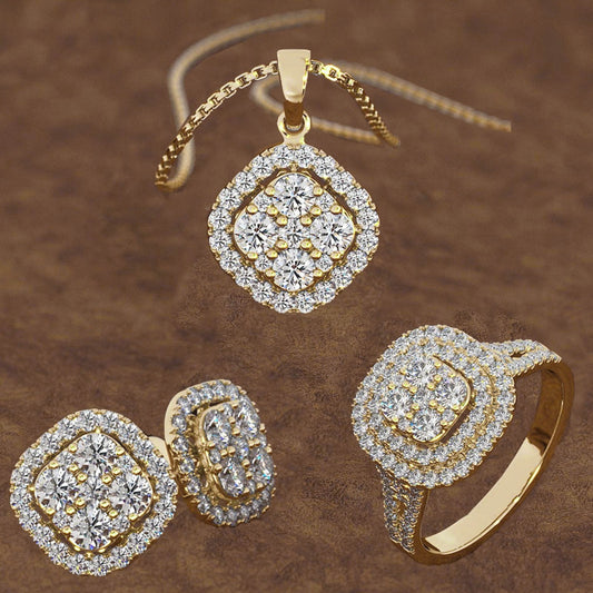 CELNNCOE Ladies Fashion Diamond Necklace Earrings Three-piece Set,Mothers Day Gifts