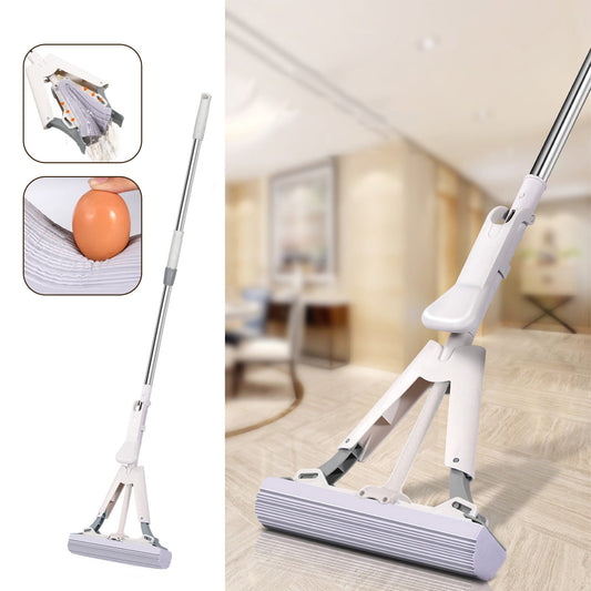 CELNNCOE Mops For Floors,Suction Sponge Foam Mop ,Retractable Sponge Mop With Folded Extrusion Dehydration,Floor Scrubbers Household Cleaning Tool For Tile Floor Bathroom Garage