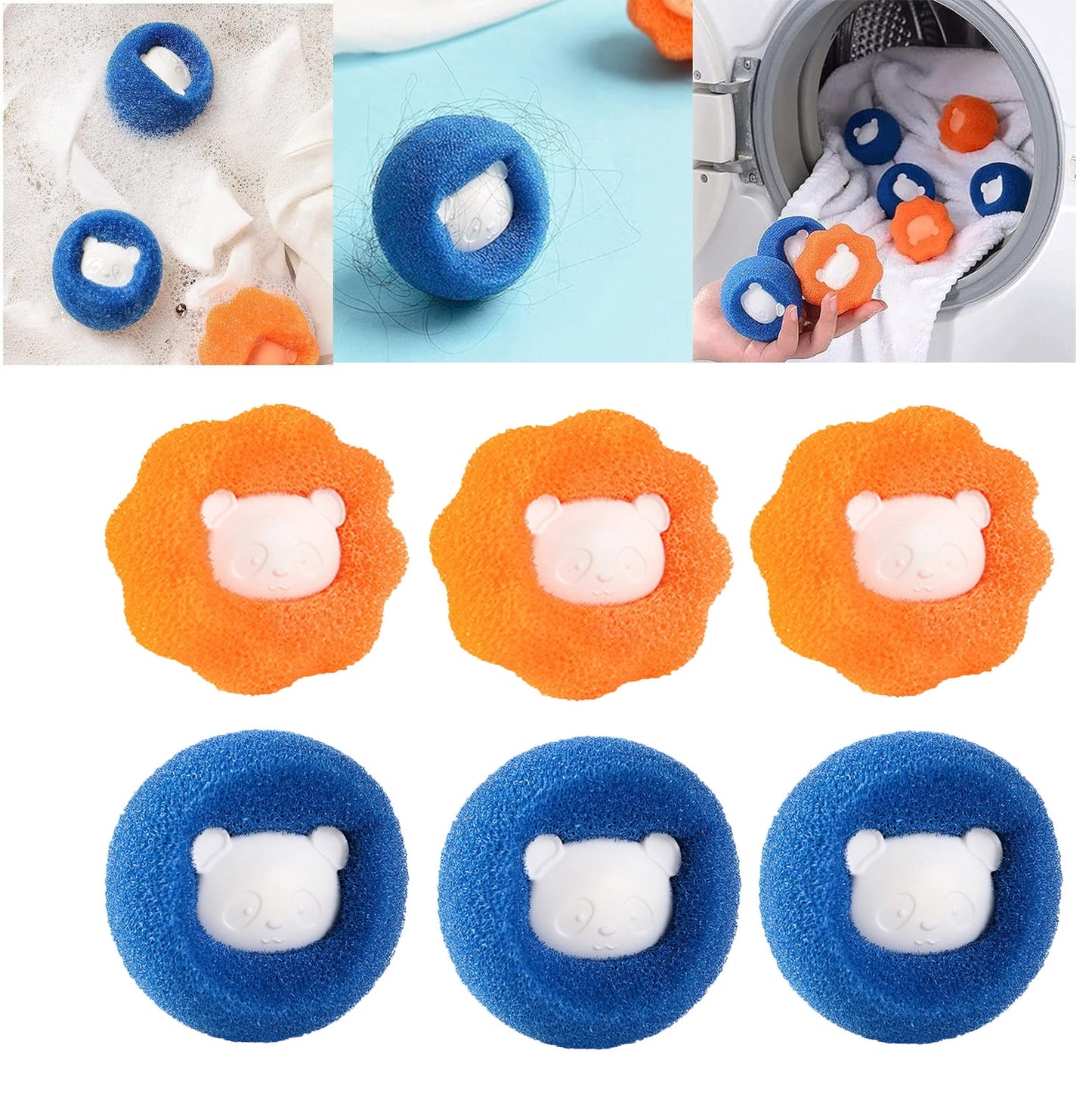 CELNNCOE Pet Hair Remover for Laundry,Lint Remover Washing Balls Reusable Pet Hair Catcher, Hair Cleaning Ball,Washing Machine Hair Catcher Dryer Balls for Clothing Dog Cat Pet Fur Remover,6 Pcs Mix